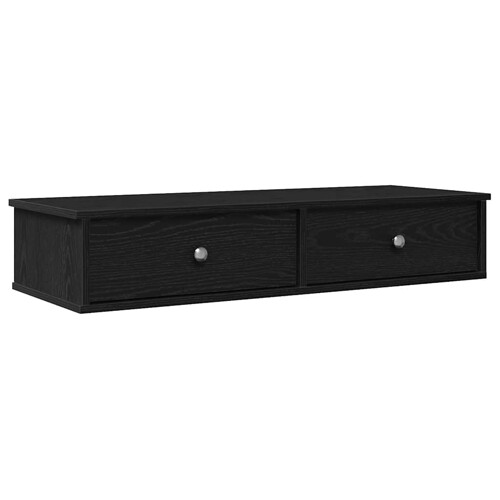Zidna polica s ladicama crna 100x37,5x19 cm izrađeno drvo - NOVO