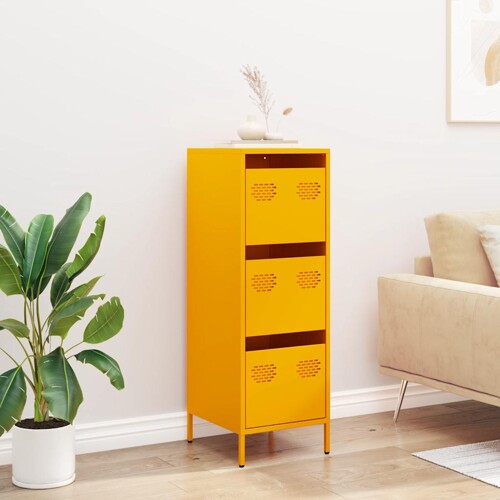 Visoka komoda boja senfa 39x35x103,5 cm čelična - NOVO