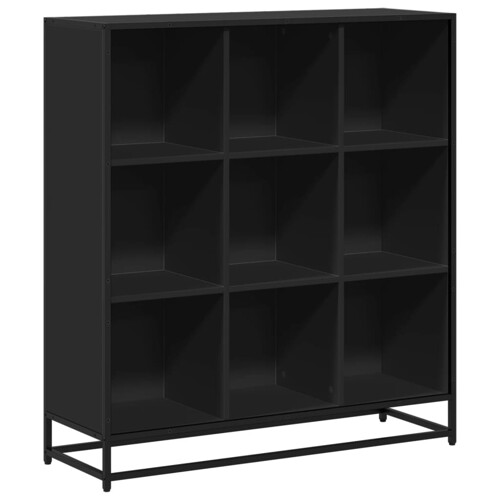 Polica za knjige crna 97,5x33x107,5cm Konstruirano drvo i metal - NOVO
