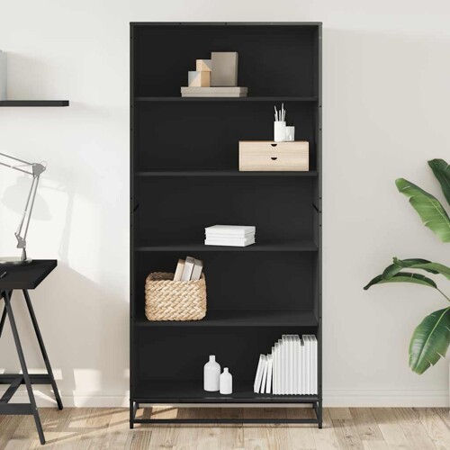 Polica za knjige crna 80,5x35x170,5 cm izrađeno drvo - NOVO