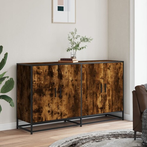 Komoda dimljeni hrast 134x35x76 cm konstruirano drvo - NOVO