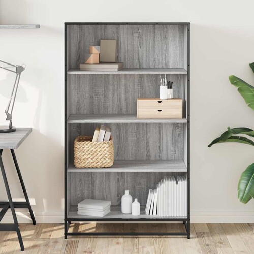Polica za knjige Siva Sonoma 80,5x35x139 cm Konstruirano drvo - NOVO
