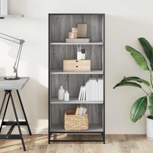 Polica za knjige Siva Sonoma 60x35x139 cm Konstruirano drvo - NOVO