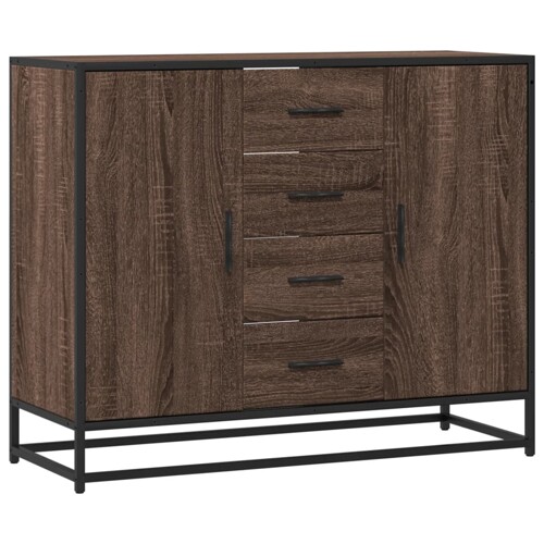 Komoda smeđi hrast 92x35x76 cm izrađeno drvo - NOVO