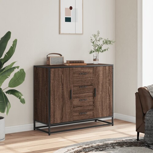 Komoda smeđi hrast 92x35x76 cm izrađeno drvo - NOVO