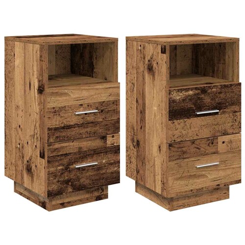 Noćni ormarići 2 kom s 2 ladice staro drvo 36x36x68 cm - NOVO