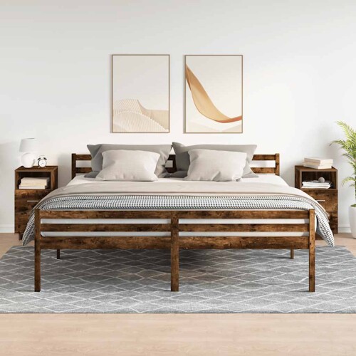 Noćni ormarići 2 kom s 2 ladice dimljeni hrast 36x36x68 cm - NOVO