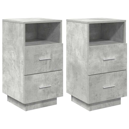 Noćni ormarići 2 kom s 2 ladice beton siva 36x36x68 cm - NOVO