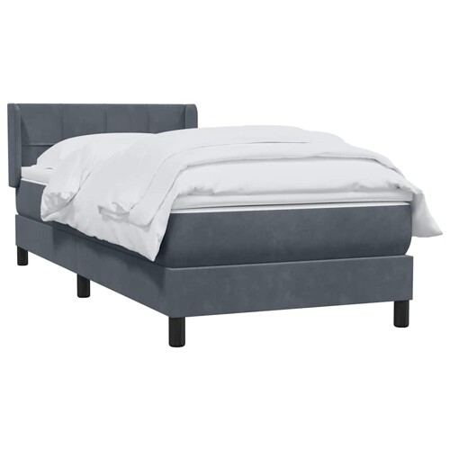 Box spring krevet s madracem tamnosivi 80 x 220 cm baršunasti - NOVO