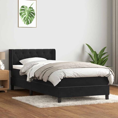 Box spring krevet s madracem crni 80 x 220 cm baršunasti - NOVO