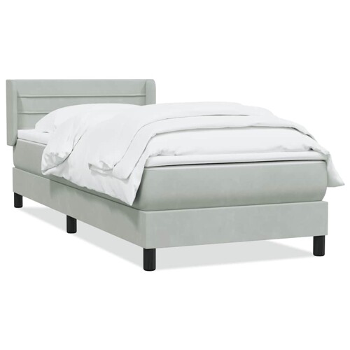 Box Spring krevet s madracem svijetlo sivi 90x210 cm baršun - NOVO