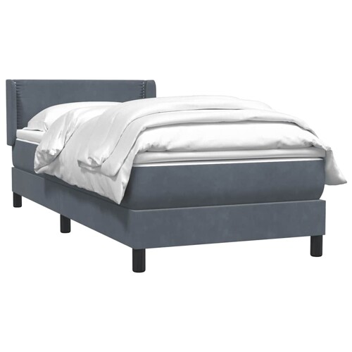 Box Spring krevet s madracem tamno sivi 80x210 cm baršun - NOVO