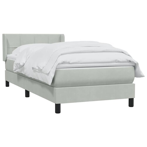 Box Spring krevet s madracem svijetlo sivi 90x220 cm baršun - NOVO