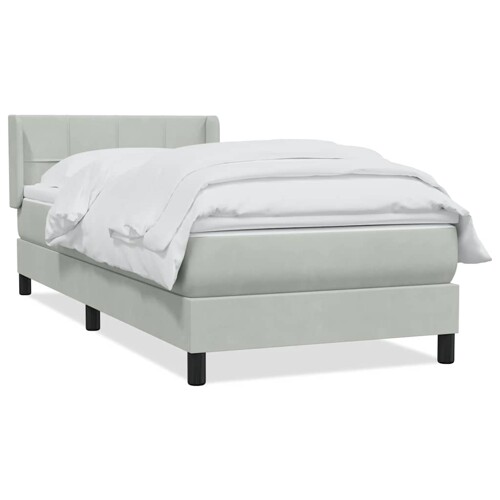Box Spring krevet s madracem svijetlo sivi 90x220 cm baršun - NOVO