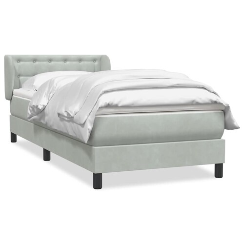 Box Spring krevet s madracem svijetlo sivi 90x210 cm baršun - NOVO