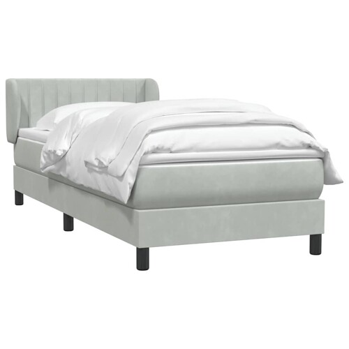 Box Spring krevet s madracem svijetlo sivi 80x210 cm baršun - NOVO