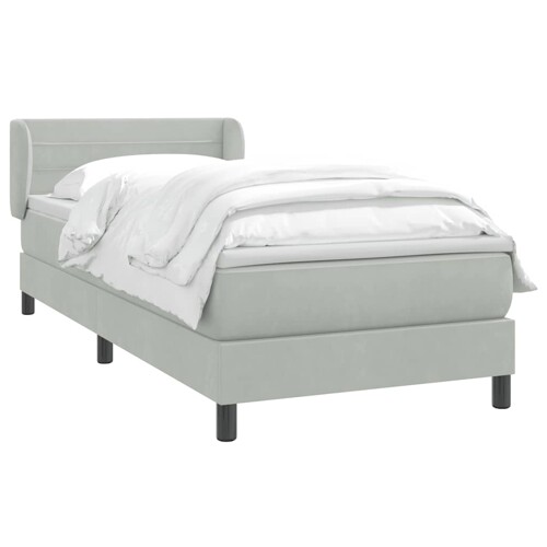 Box Spring krevet s madracem svijetlo sivi 80x210 cm baršun - NOVO