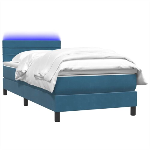 Box spring krevet s madracem tamnoplavi 80x220 cm baršunasti - NOVO