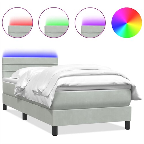 Box Spring krevet s madracem svijetlo sivi 90x210 cm baršun - NOVO