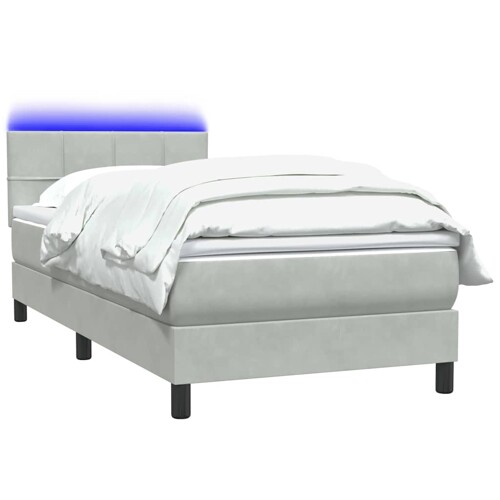 Box Spring krevet s madracem svijetlo sivi 80x210 cm baršun - NOVO