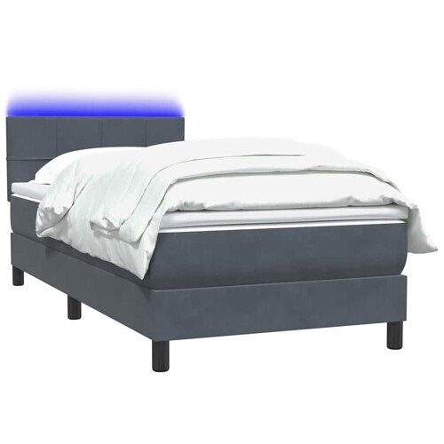 Box spring krevet s madracem tamnosivi 80 x 220 cm baršunasti - NOVO