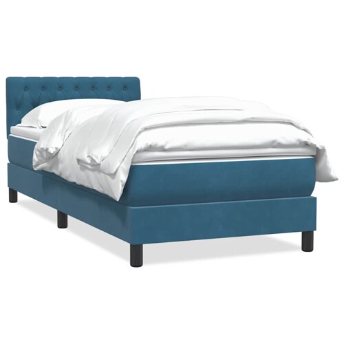 Box spring krevet s madracem tamnoplavi 80x220 cm baršunasti - NOVO