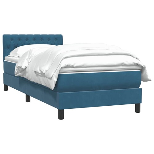 Box spring krevet s madracem tamnoplavi 80x220 cm baršunasti - NOVO