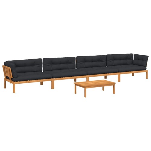 5-dijelna set vrtnih sofa od paleta s jastucima od drva bagrema - NOVO