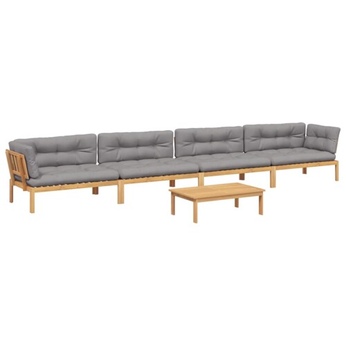 5-dijelna set vrtnih sofa od paleta s jastucima od drva bagrema - NOVO