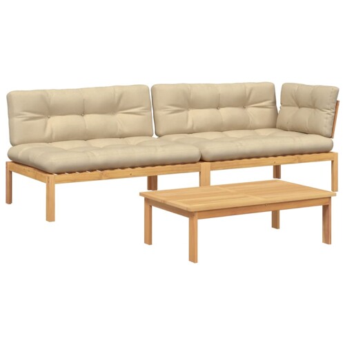 3-dijelni set vrtnih sofa od paleta s jastucima od drva bagrema - NOVO
