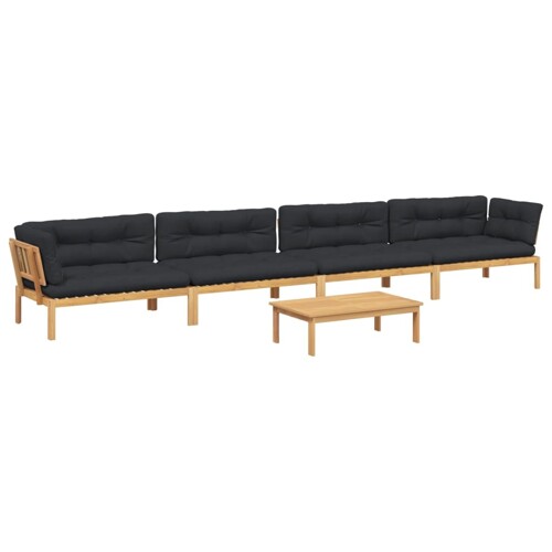 5-dijelna set vrtnih sofa od paleta s jastucima od drva bagrema - NOVO