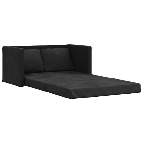Podni kauč na razvlačenje 2-u-1 crni 122x204x55 cm baršunasti - NOVO