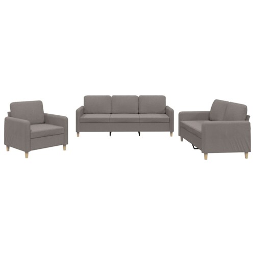 3-dijelni set sofa s jastucima smeđesivi od tkanine - NOVO