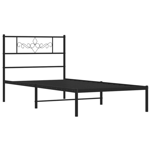 Metalni okvir za krevet s uzglavljem crni 107x203 cm - NOVO