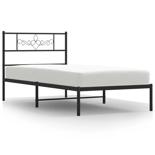 Metalni okvir za krevet s uzglavljem crni 107x203 cm - NOVO