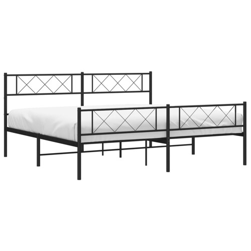 Metalni okvir krevet bez madraca s podnožjem crni 180x200 cm - NOVO