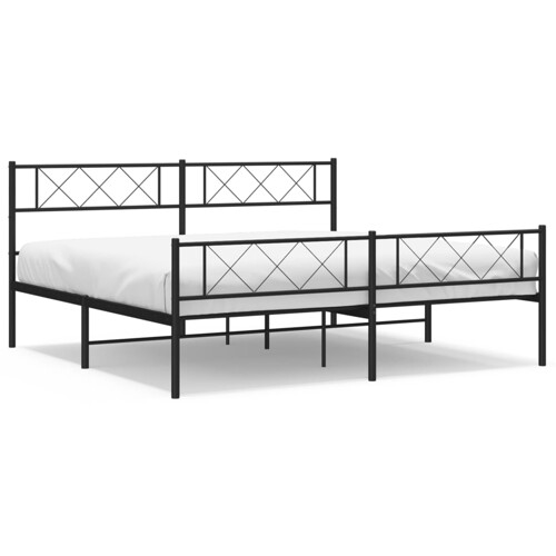 Metalni okvir krevet bez madraca s podnožjem crni 180x200 cm - NOVO