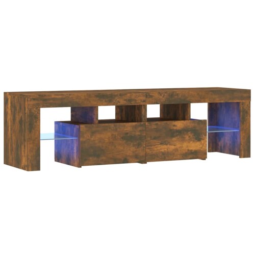 TV ormarić s LED svjetlima boja dimljenog hrasta 140x36,5x40 cm - NOVO