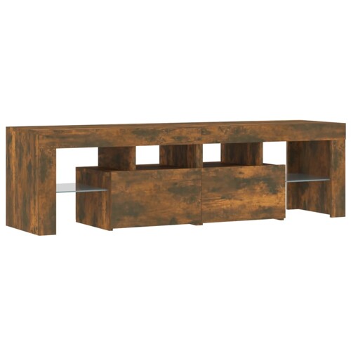 TV ormarić s LED svjetlima boja dimljenog hrasta 140x36,5x40 cm - NOVO