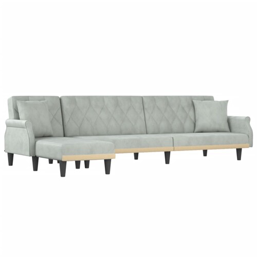 Kutna garnitura na razvlačenje svjetlosiva 271x140x70 cm baršun - NOVO