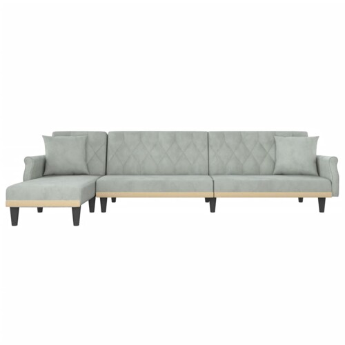 Kutna garnitura na razvlačenje svjetlosiva 271x140x70 cm baršun - NOVO