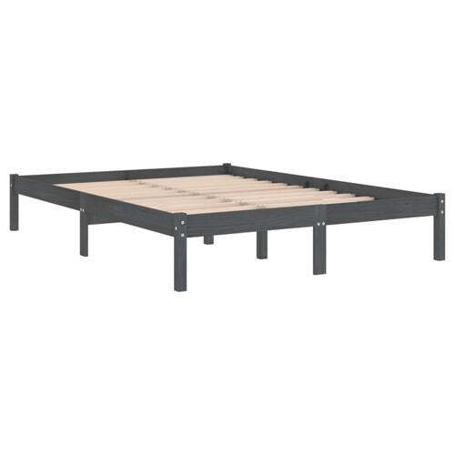 Okvir za krevet od masivnog drva sivi 150 x 200 cm veliki - NOVO