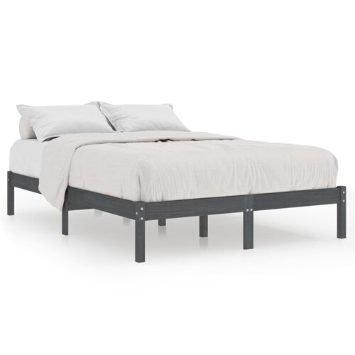 Okvir za krevet od masivnog drva sivi 150 x 200 cm veliki - NOVO