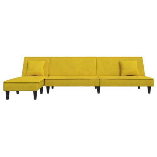 Kutna garnitura na razvlačenje žuta 255x140x70 cm baršunasta - NOVO