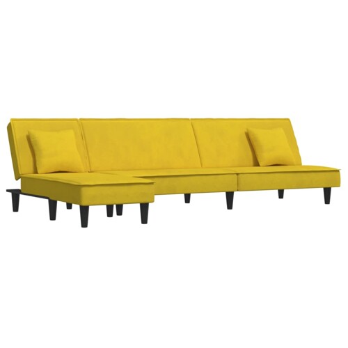Kutna garnitura na razvlačenje žuta 255x140x70 cm baršunasta - NOVO