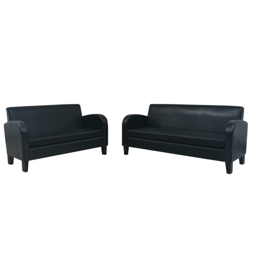 2-dijelni set sofa od umjetne kože crni - NOVO