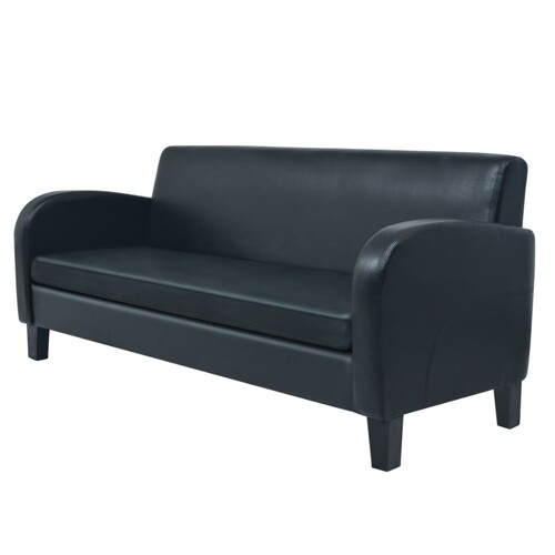 2-dijelni set sofa od umjetne kože crni - NOVO