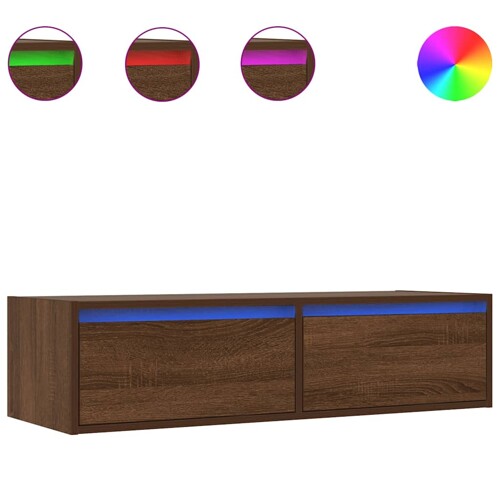 TV ormarić s LED svjetlima boja smeđeg hrasta 100X35,5x25 cm - NOVO