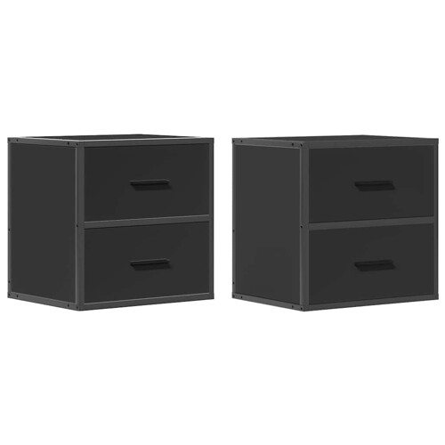 Zidni noćni ormarići 2 kom crni 40x31x39,5 cm - NOVO