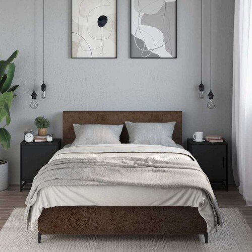 Noćni ormarići 2 kom crni 40x31x50 cm Konstruirano drvo i metal - NOVO